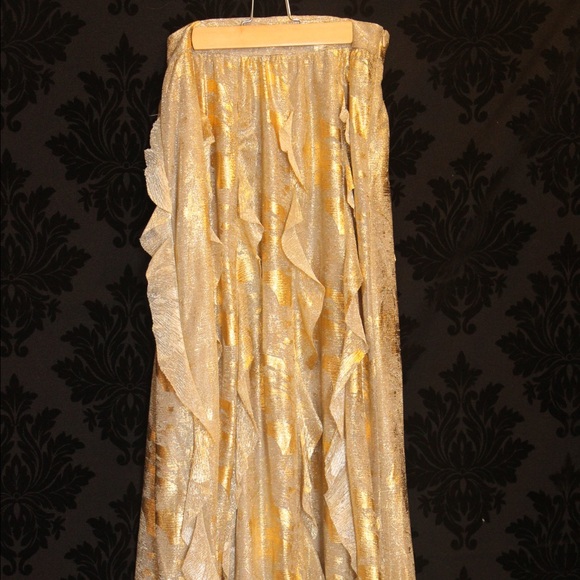 Anthropologie Gold Maxi Skirt