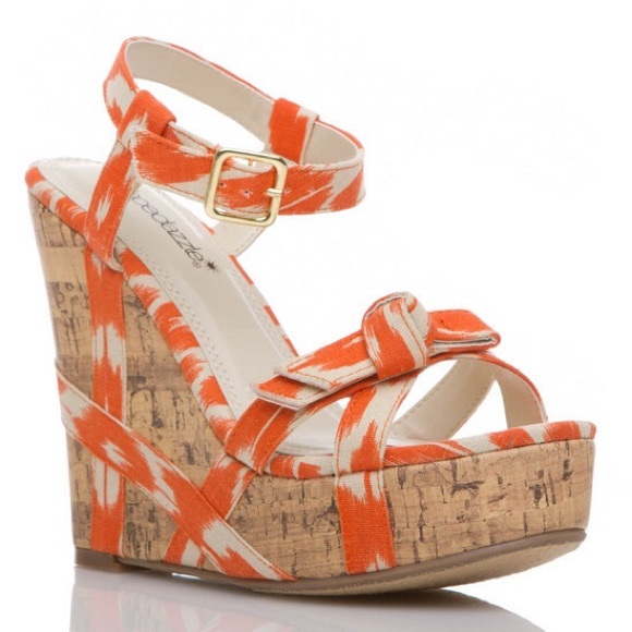 Shoe Dazzle Shoes - ShoeDazzle "Tillie" Orange Wedge Heel