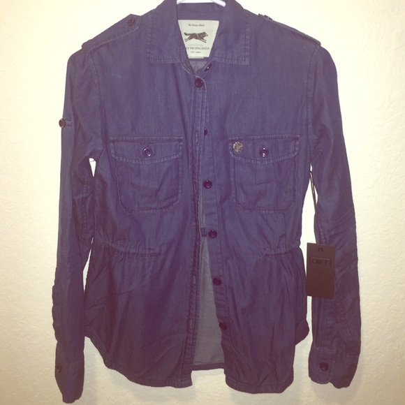 Obey dark blue denim colored button up flannel.