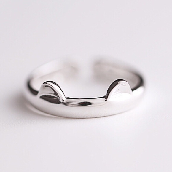 Sterling Silver Cat Ears Adjustable Ring NEW