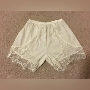 White Lace High Waisted Shorts