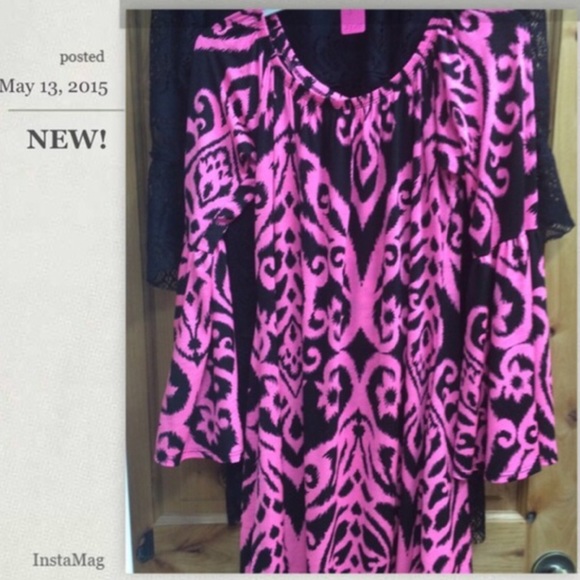 🌺HP 3/11🌺PRETTY DAMASK PRINT TUNIC OR DRESS - Picture 2 of 3