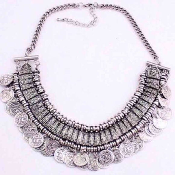 BRANDLESS silver boho coin necklace