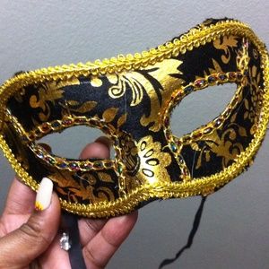 Mardi Gras Black & Gold Masquerade Mask