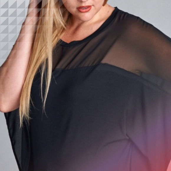 💥HP 10/14, 12/2💥SEMI SHEER BLACK FRINGE TUNIC - Picture 3 of 3