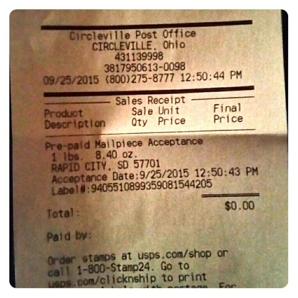 Proof of shipping paid..