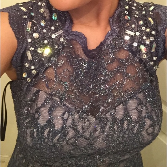 Midnight Blue Sequined Prom dress - Picture 4 of 4