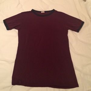 red and blue striped Brandy shirt