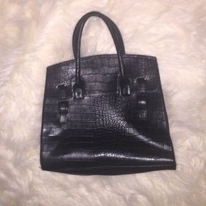Black animal print tote