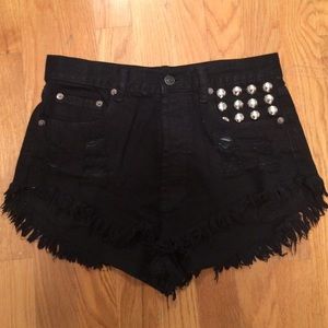 Black Denim High Rise Shorts
