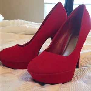 Red suede heels