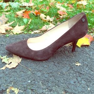 Calvin Klein Ashley Brown Suede Heels 7 1/2