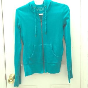 Forest green thermal zip hoodie