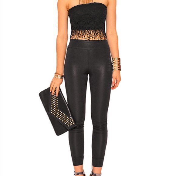 Pants - Faux Leather Snake Print Leggings
