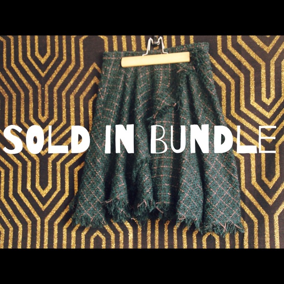 Anthropologie Fringed Tweed Kilt