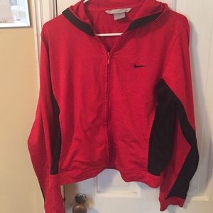Women's Red Hooded Nike Jacket