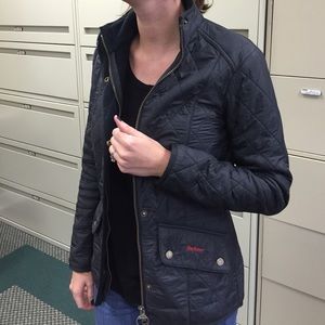 Barbour Quilted Navy Jacket Size 4