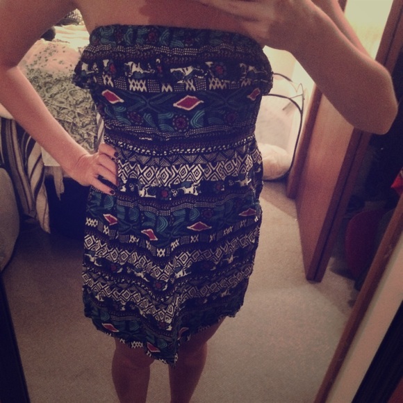 Forever 21 Strapless Tribal Dress
