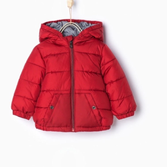 Baby Zara puffer in red