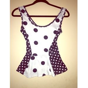 Polka dot peplum top