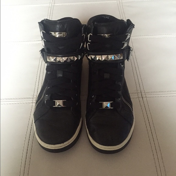 MICHAEL KORS Black Glam Studded High Top Sneakers