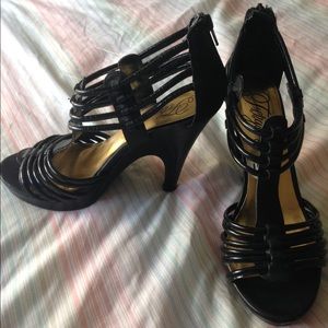 Fergalicious Strappy Black Heels