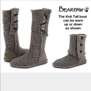 Bear paw knit tall boots in gray Sz 7 EUC