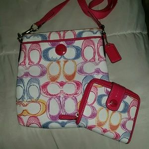 Coach scribble crossbody & wallet