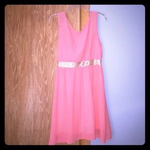 Francesca's Salmon chiffon and sequin dress