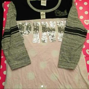 Pink colorblock football tee