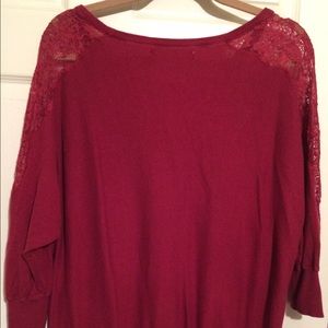 Burgundy v-neck Sweater by LC Lauren
