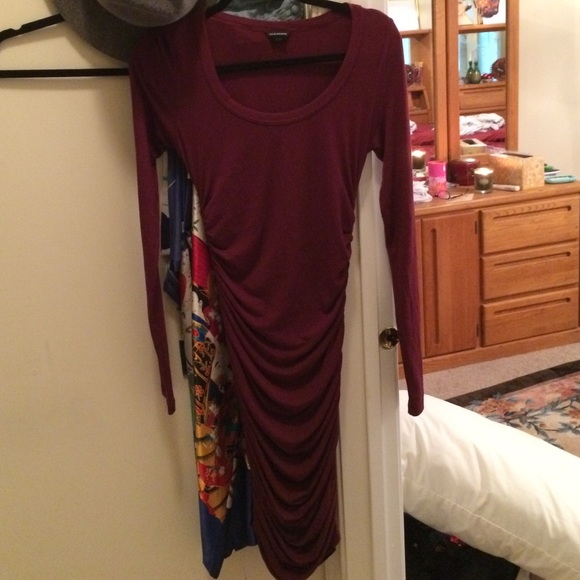 Club Monaco Small ruched long sleeve purple dress