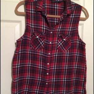 Button up cut off flannel shirt