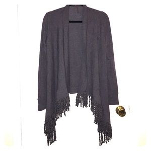 Cardigan with fringe trimming