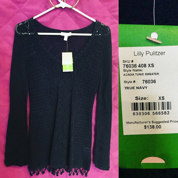 NWT Lilly Pulitzer XSmall Acadia sweater, navy.