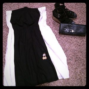 Strapless Old Navy black and cream dress