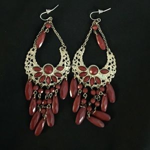 Brick red dangle earrings