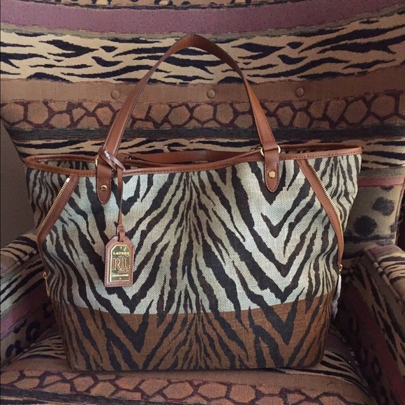 Ralph Lauren Tote in Fabric with Leather Trim - Picture 2 of 4
