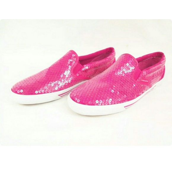 Pink sequence coach shoes