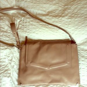 Zara real leather large clutch taupe/gray