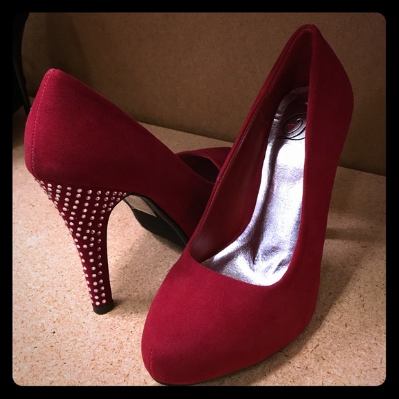 Red Suede with Rinestone Heels