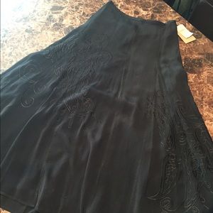 ColdWater Creek Black Embroidered Skirt