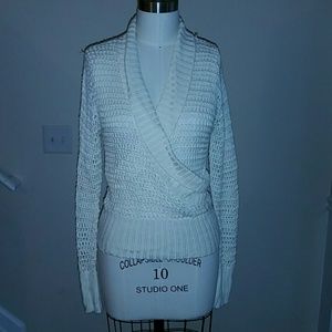Knit mesh long sleeve sweater