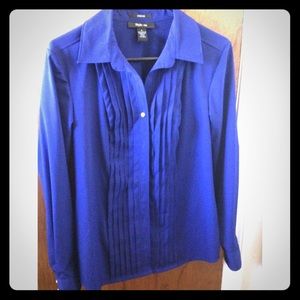 Structured ruffle button down blouse