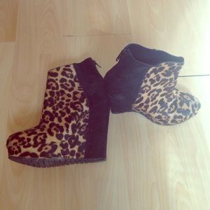 Cheetah Wedge Booties