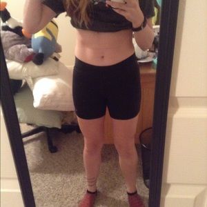 Black compression shorts with socks.