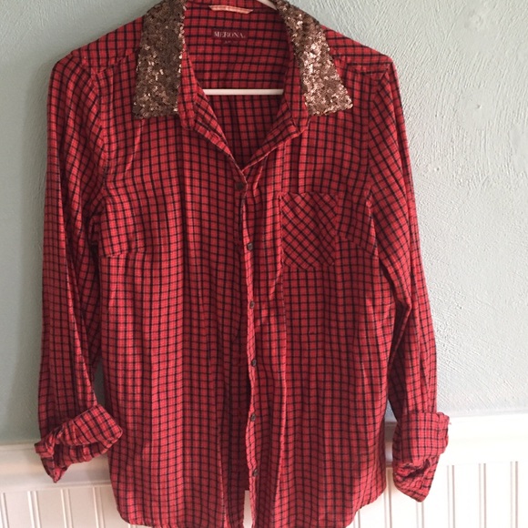 ***SOLD*** Sequin collar flannel