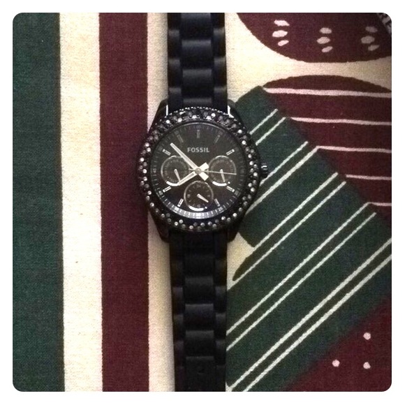 Black rubber band Fossil watch