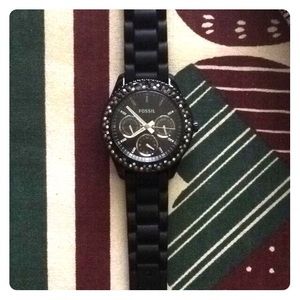 Black rubber band Fossil watch