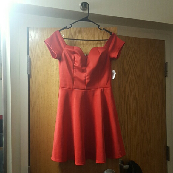 Off the shoulder, red dress